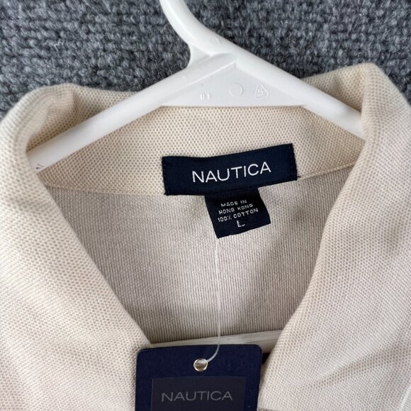 NWD Nautica Men’s Knit Button Up Shirt Yellow Cotton Large Beach Short Sleeve - Picture 9 of 15